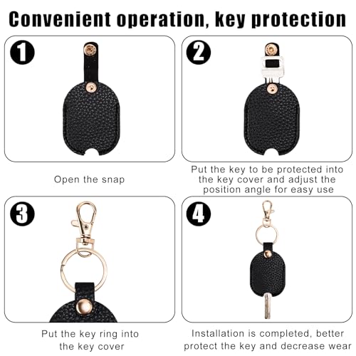 Image of NQEUEPN PU Leather Car Key Sleeve Cover, Vintage Broken Car Key Loop Replacement Keychain Protector with Keyring