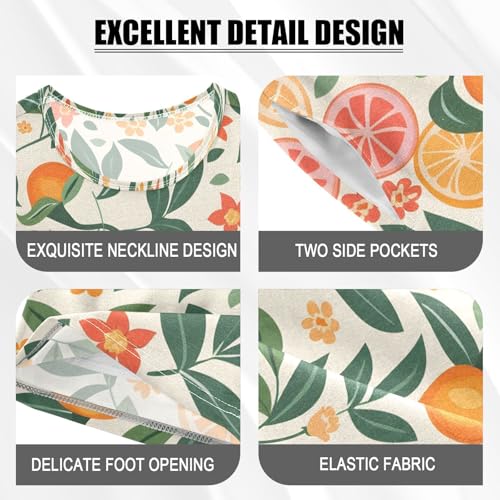 ALAZA Orange Fruit Leaf Branch Pajamas Short Sleeve 2 Piece Sleepwear Top and Bottom Pajama Set Unisex4