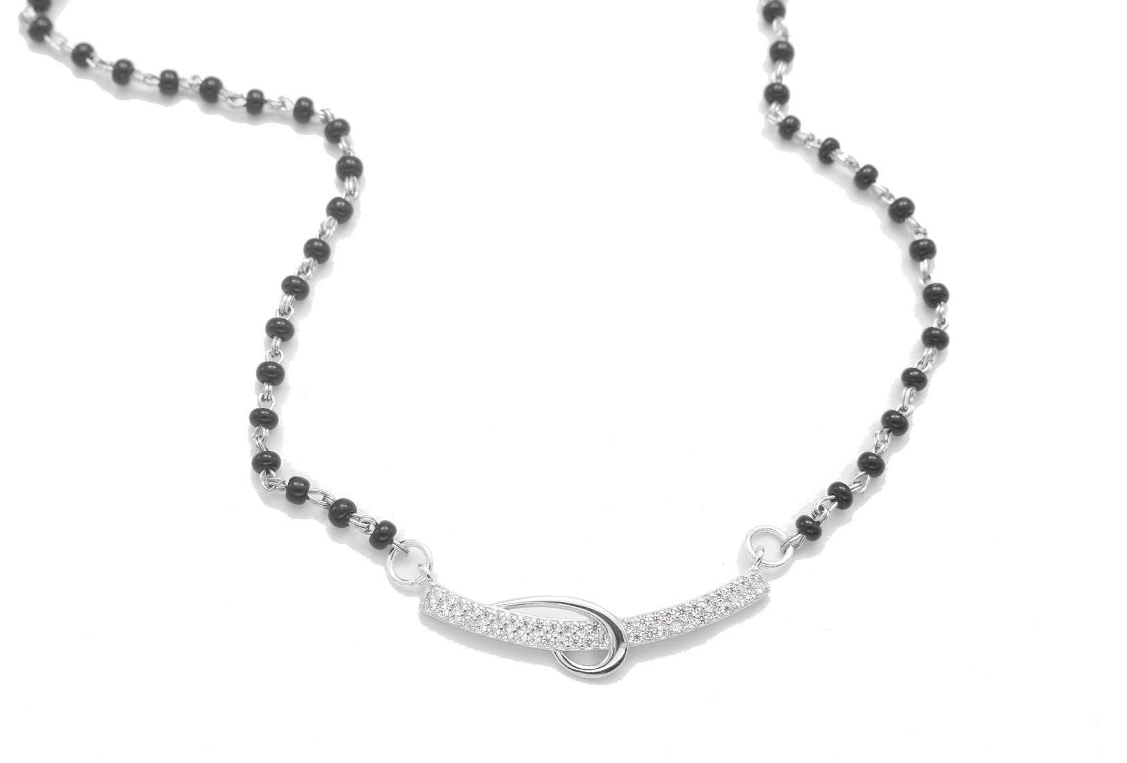 FONIER karvachauth mangalsutra necklace |] 925 Sterling Silver Mangalsutra/Necklace for Women (A Line Mangalsutra) with Vaishno Devi Sindoor for Karva Chauth