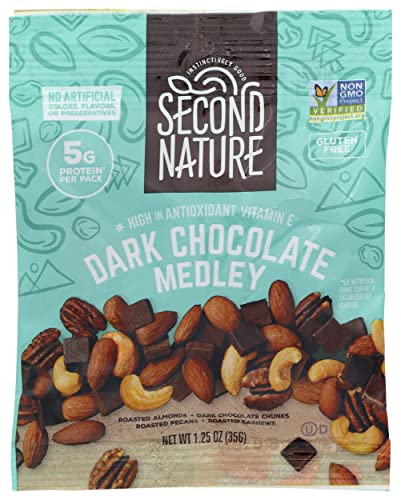 Second Nature Dark Chocolate Medley Trail Snack Mix, Certified Gluten-Free Snack, 10 Count, 12.5 Oz (Pack of 4)