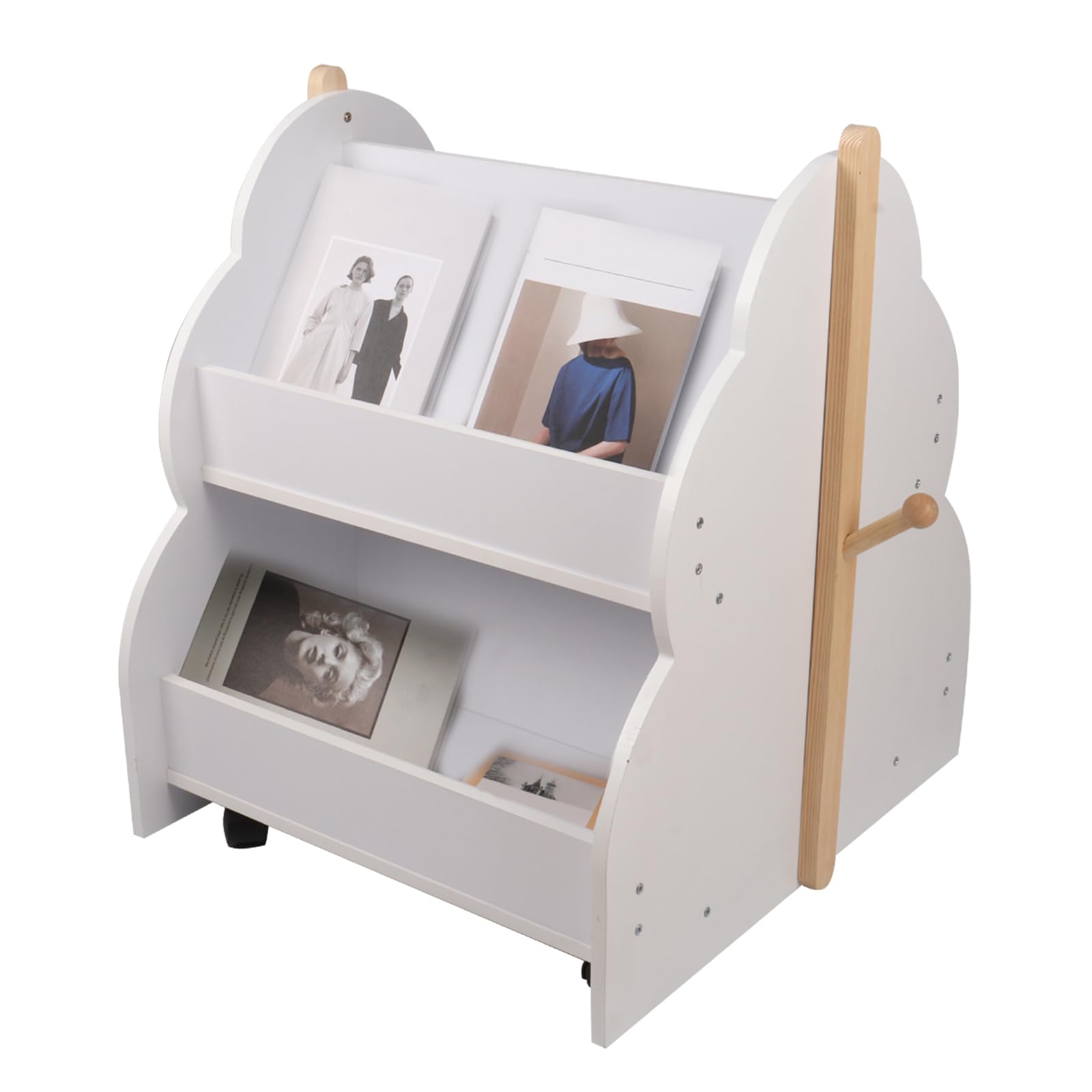 Libreria per bambini con ruote, scaffale per libri per riporre giocattoli, libri, piccola libreria montessoriana a 4 livelli, bianco 50 x 54 x 61 cm
