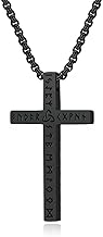 MERTTURM Crocifisso Collana Uomo, Gioielli per Uomo Collana a Croce Viking, Catena in Acciaio Inossidabile con Ciondolo a Croce Rune Norrene, Crocifisso Nordico con Scatola Regalo per Gotica/Rock/Punk