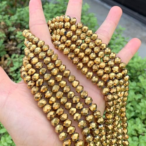 Image of 140pcs Czech Faceted Rondelle Crystal Glass Beads 8mm Bulk Gold Aurum