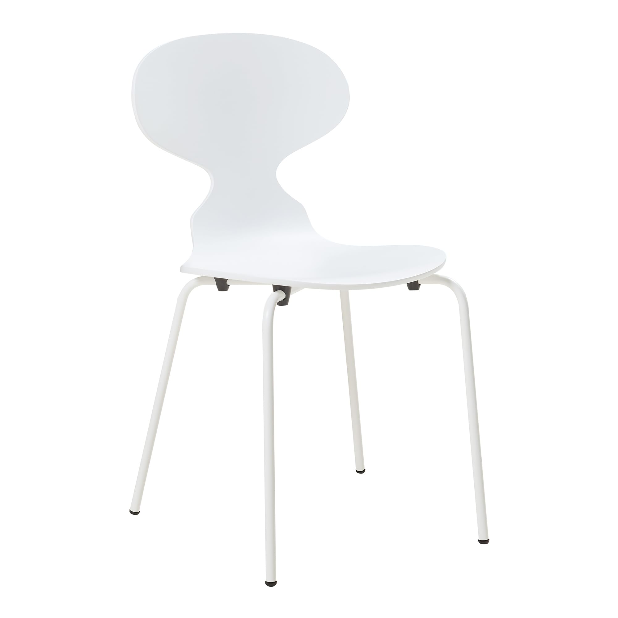 [en.casa] Esszimmerstühle 4er Set Kil Stühle für Esszimmer 80 x 47 x 48 cm Essstühle Küchenstühle Stapelstuhl Holz Metallbeine Weiß