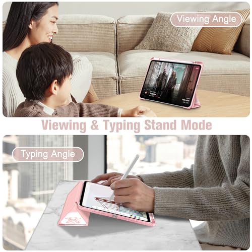 Image of Fintie Hybrid Slim Case for iPad Pro 11-inch (M5) 2025 / (M4) 2024 - [Built-in Pencil Holder] Shockproof Protective Cover with Clear Transparent Back Shell, Strawberry Cow