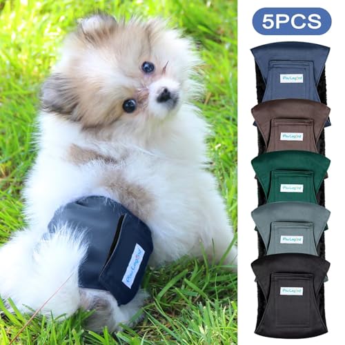 Image of Paw Legend Washable Dogs Diapers Male Dog Belly Bands for Male Dogs Diapers Reusable Puppy & Doggie Diapers Male (5 Pack, Large)