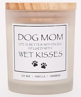 Life is Better with Dogs Infused with Wet Kisses Candle - Gifts for Dog Lovers, Dog Mom Gifts for Women, Pet Friendly Lavender Scented Candle, Natural Soy Wax & Natural Essential Oils
