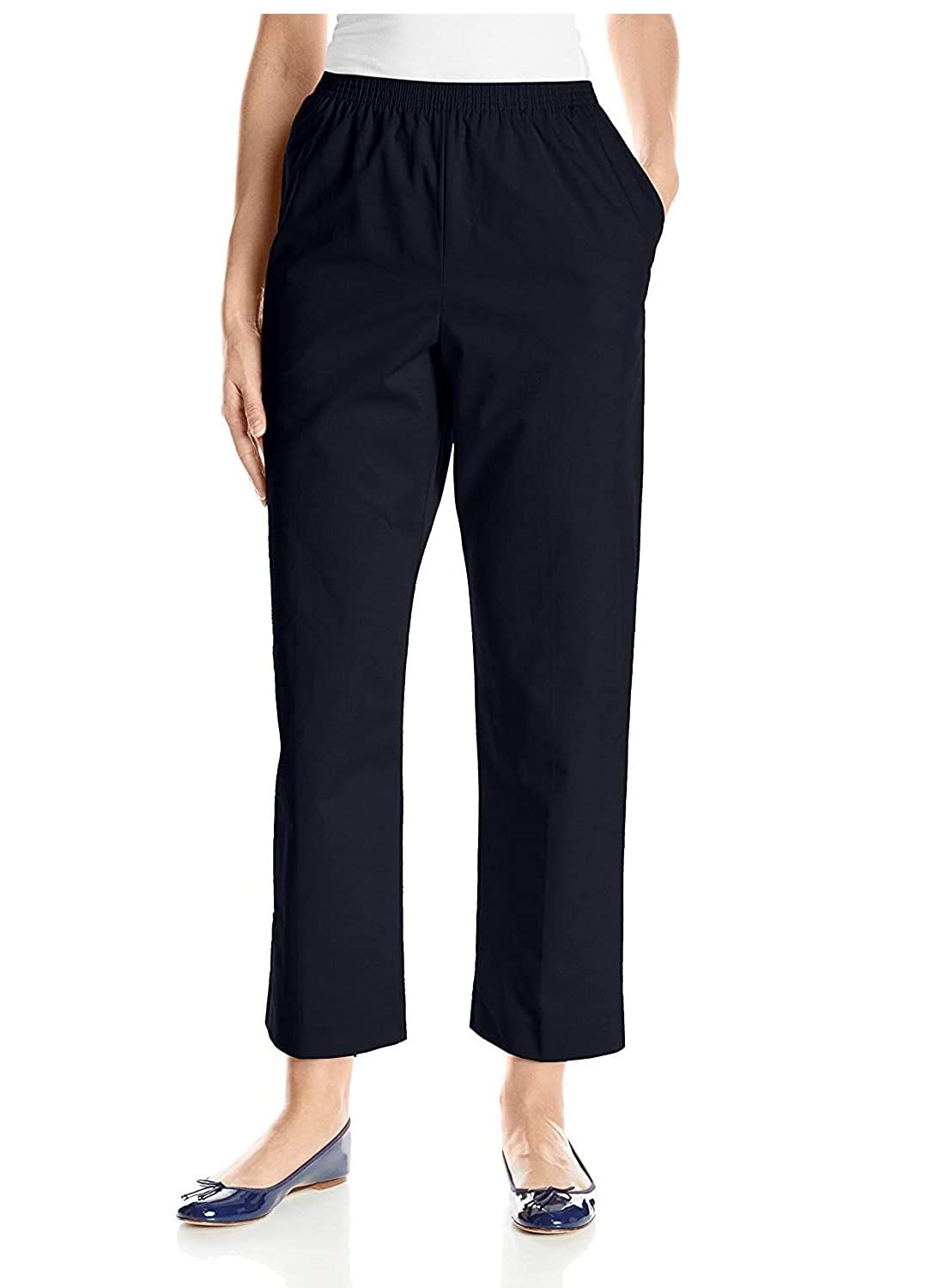 Alfred Dunner Womens Classics Pull On Pants 18 Short Navy blue