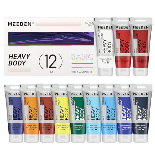 MEEDEN Pinturas Acrilicas Textura Gruesa: 12 × 60 ml Pinturas...