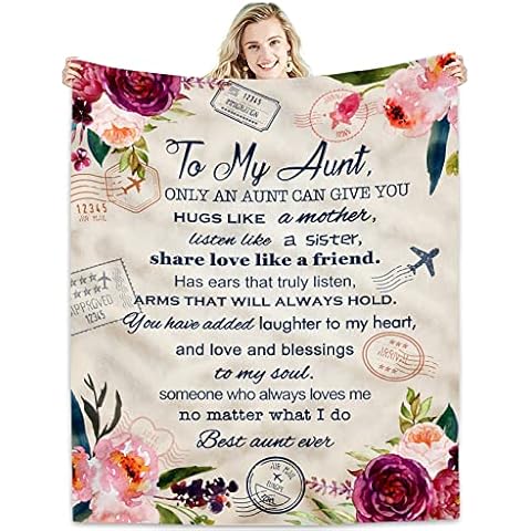 Hcoviv Aunt Gifts Blanket|Best Aunt Ever Gifts|Gifts for Aunt from Nephew, Niece| Aunt Gifts from Niece|Aunt Birthday Gift|Birthday Gifts Ideas for Aunt Blankets Throw 60"x50" Cover