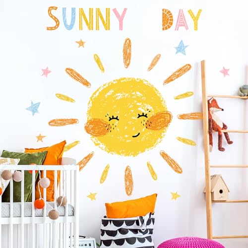 Vinilos Decorativos Sol Acuarela para Pared Infantil miniatura 2