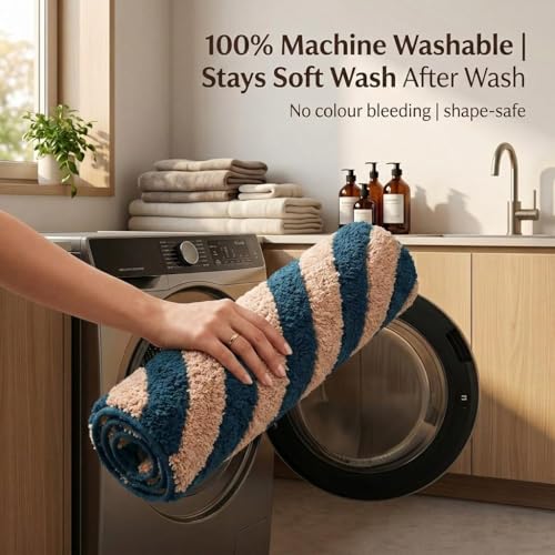 Image of Super Soft Microfiber 2800 GSM Bathroom Mat - Anti Skid, Quick Dry, Water Absorbent, Machine Washable - Floor Mat for Bedroom, Living Room, Doormat for Home (38 x 58 cm), Teal Blue