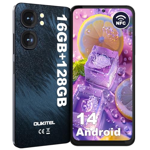 OUKITEL C58 Smartphone Android 14,16GB(4+12) RAM+128GB ROM(1TB Espandibile),Octa-core, Dual SIM Telefono Cellulare,6.67″ HD+/90Hz/5150mAh Smarpthone Offerta,13MP+5MP Camera,NFC/OTG/Face ID,Nero