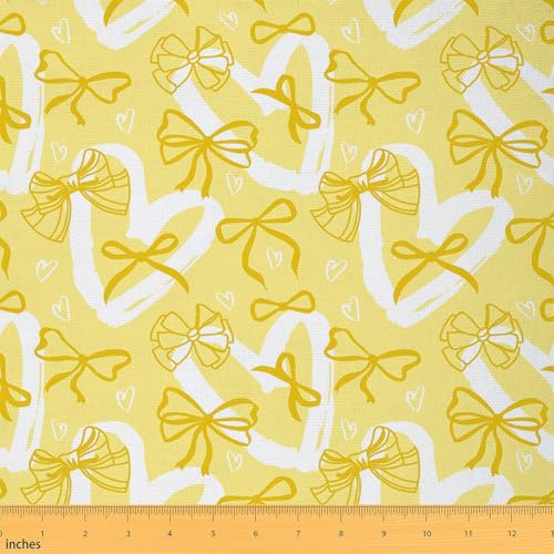 Tissu au mètre pour couture kawaii jaune imperméable 184x150cm motif nœud papillon