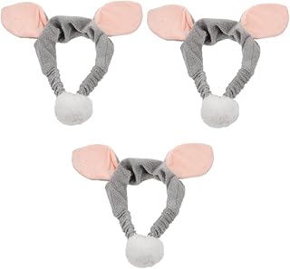 فوميز. شريط راس من فرو الارنب من 3 قطع، شريط راس محشو على شكل ارنب كرتوني، شريط راس للسبا للنساء، اكسسوارات شعر لغسل الوجه في سن المراهقة، عصابات راس مخملية