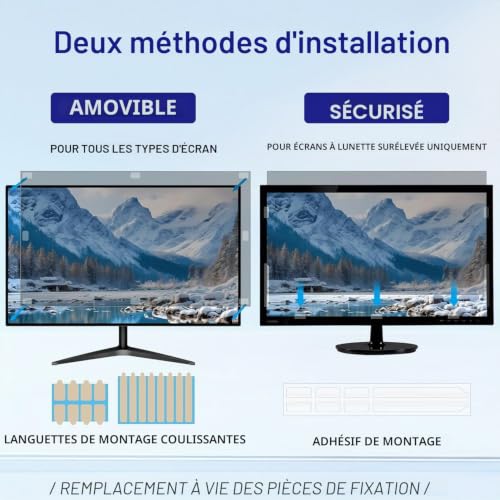 salipt Protection d'écran pour ordinateur de 21,5 pouces pour écran large 16:9, filtre de confidentialité d'écran, film protecteur anti-reflet anti-espion à blocage de la lumière bleue (LxH : 475 mm x – vue 8
