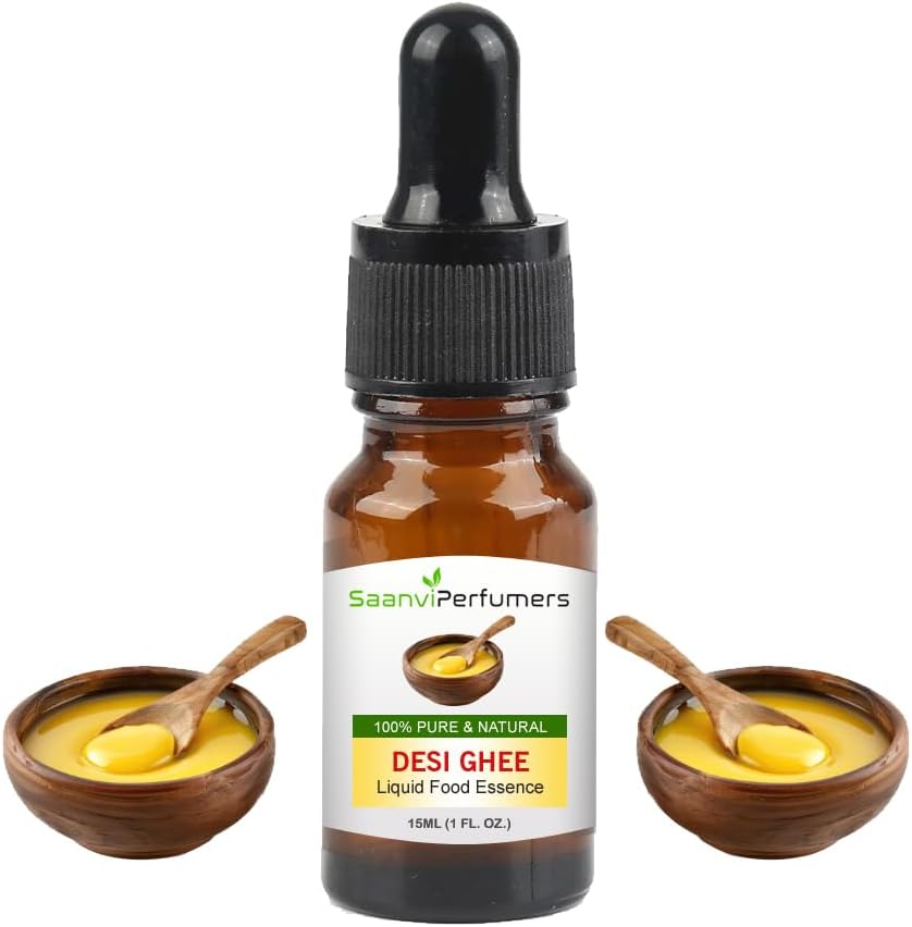 Saanvi Perfumers Cow Ghee Flavour Essence For Ghee Making, Sweets, Cheesecake and Biryani Restaurant Food | Liquid Food Essence (15ml)