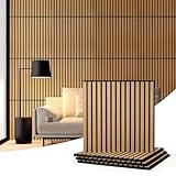 Wood Slat Wall Panel Acoustic Wood Panels, 23.6” X 23.6” Sound Absorbing Panels for Walls and Ceiling, Acoustic Panels for Interior Wall Décor, Wood Veneer Panel, Wood Panels for Wall 4 Pack