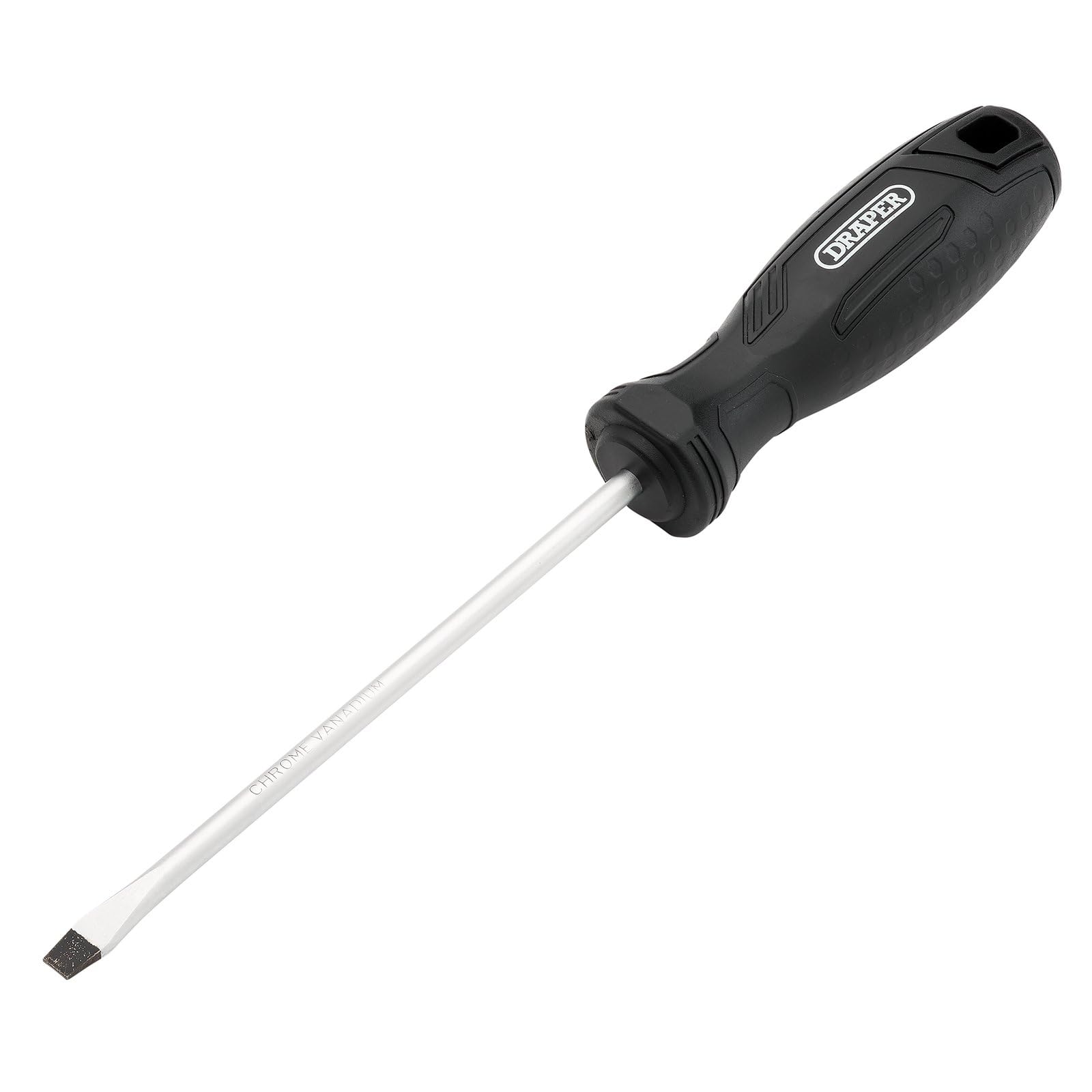 Draper Slotted Hard Grip Screwdriver, 5.5 x 125mm - 13536 - Magnetic Tip, CRV Blade, Black