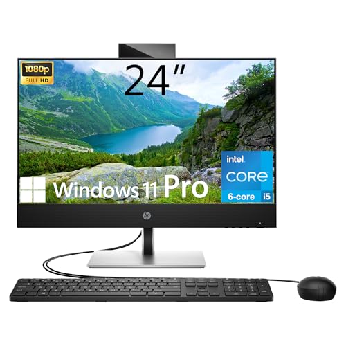 Image of HP ProOne 24 inch All-in-One Desktop Computer, FHD IPS Display, 6-core Intel Core i5-12500 Processor, 16GB RAM, 1TB SSD, Webcam, USB-C, DisplayPort + HDMI, Wired KB&Mouse, Windows 11 Pro