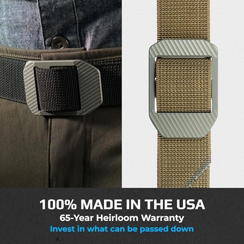 Image of Trayvax Tactical Belt, Nylon Web Cinch Belt for Men and Women, Outdoor Hiking and Military Accessories, CNC Machined