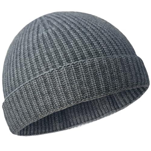 Simapu Thin Fisherman Beanie Hat for Men Women Fall Winter -Wool Knit Cuff Short Fashion Watch Cap,Trawler Slouchy Skull Cap
