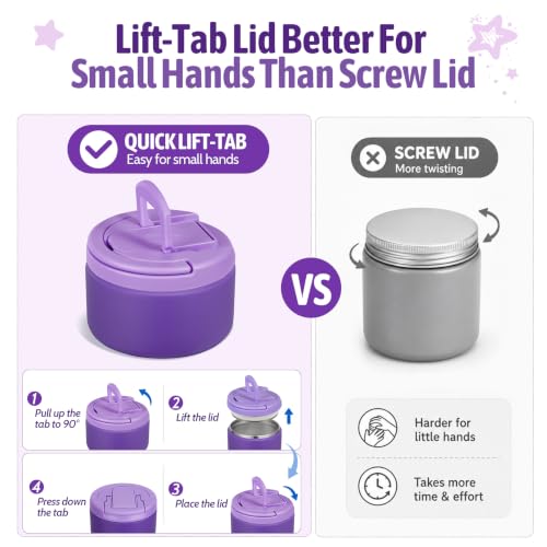 Image of MAXSO Bento Lunch Box Set for Kids with 8 oz Soup Thermo, Leakproof Hot Food Container with 4 Compartments, Insulated Food Jar for Toddler Daycare Boys Girls School - Purple
