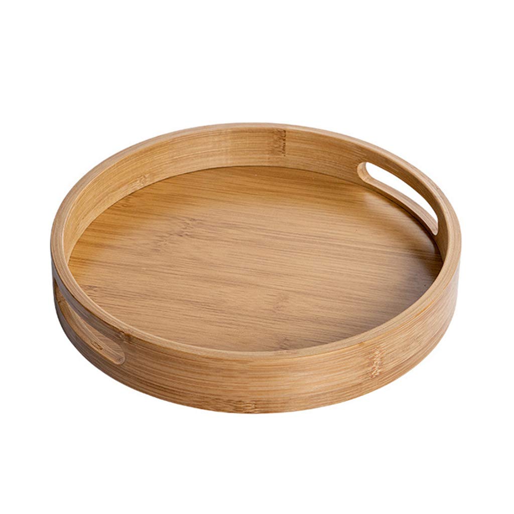 Wooden Round Serving Tray Wood Plate Tea Food Dish Drink Platter Multipurpose