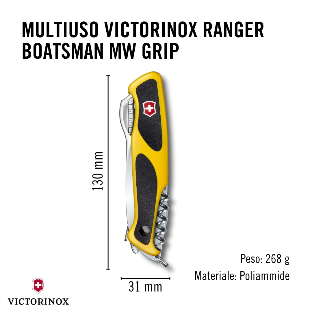 Victorinox, Ranger Boatsman MW Grip, Coltello Svizzero, Originale, Multiuso, Campeggio, 22 Funzioni, Needle-nose pliers, Nut wrench, Bloccabile, Lama a una mano