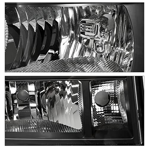 M-Auto 2Pc Oe Style Headlights Headlamps Assembly Compatible With 07 08 09 10 11 12 13 Gmc Sierra 1500/07-14 Sierra 2500 3500, Black Housing Clear Corner Headlamps #TOP3