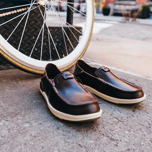 Image of OluKai Kakaha Men's Leather Slip-On Shoes, Premium Leather