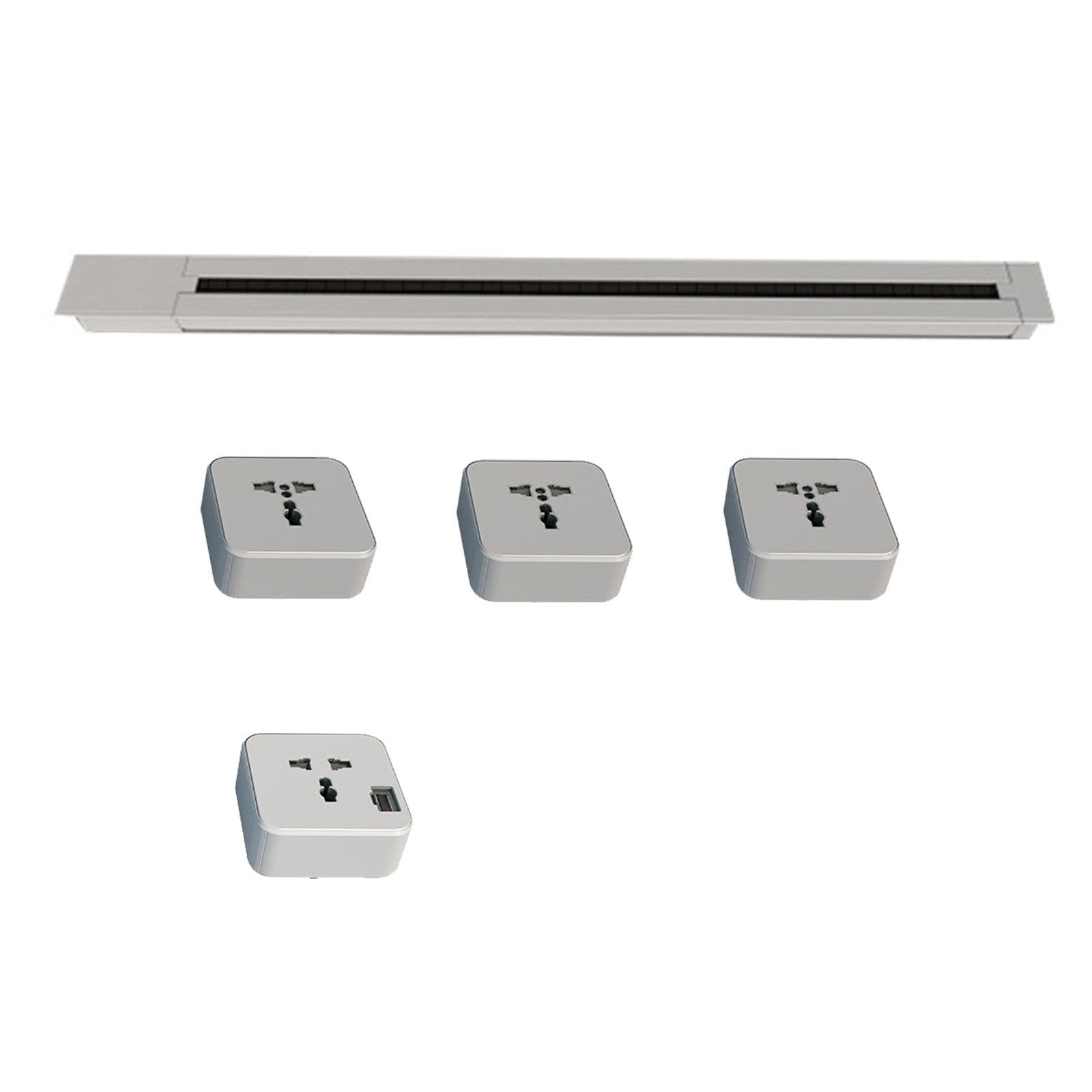 Power Strips Kitchen Power Strip, Embedded Switch, Concealed Rail Slide Socket Suitable for Home and Office(Silver,50CM)