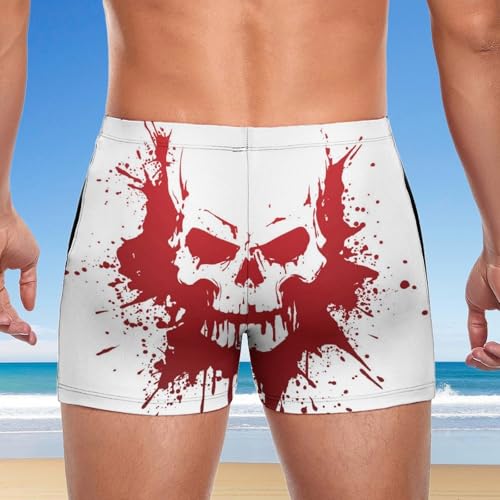 Swim briefs homme imprimé crâne rouge avec cordon de serrage ajustable