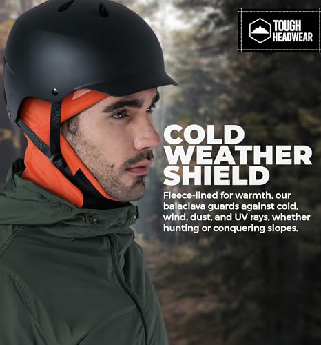 Image of Tough Headwear Hunting Face Mask for Cold Weather - Orange Balaclava - Hi Visibility Ski Mask for Men - Hunting Face Cover