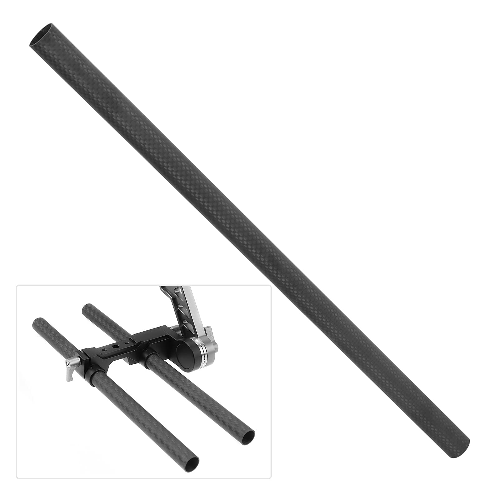 Akozon 19mm Kamera Carbon Faser Ruten 19mm Rod Carbon Fiber Tube Rod Rod Rail System Follow Focus Camera Cage Kit für Kamera Foto (40cm)