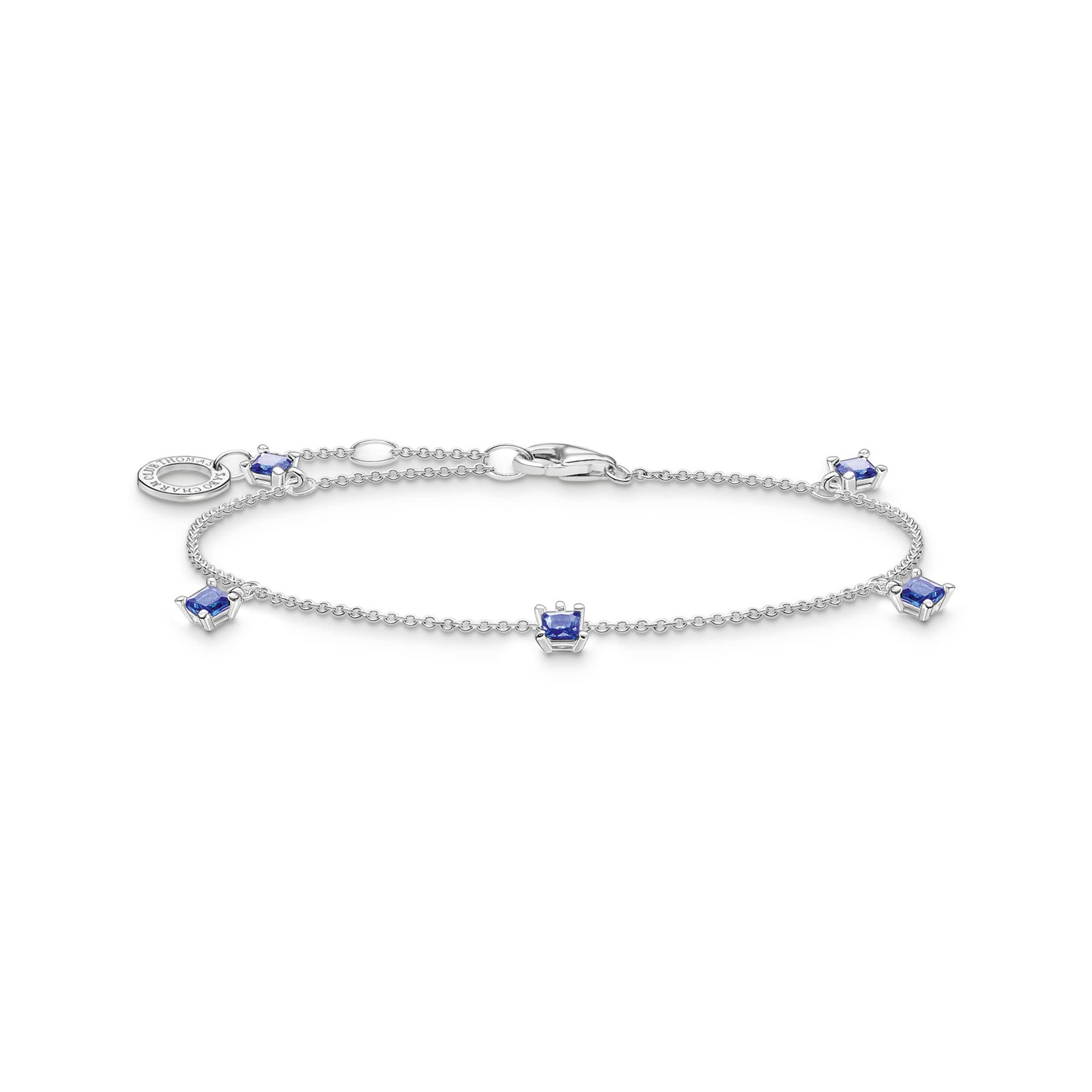 THOMAS SABO Pulsera para mujer con piedras azules de plata de ley 925 A2058-699-32, 19.00 cm, Plata de ley, Circonita cúbica