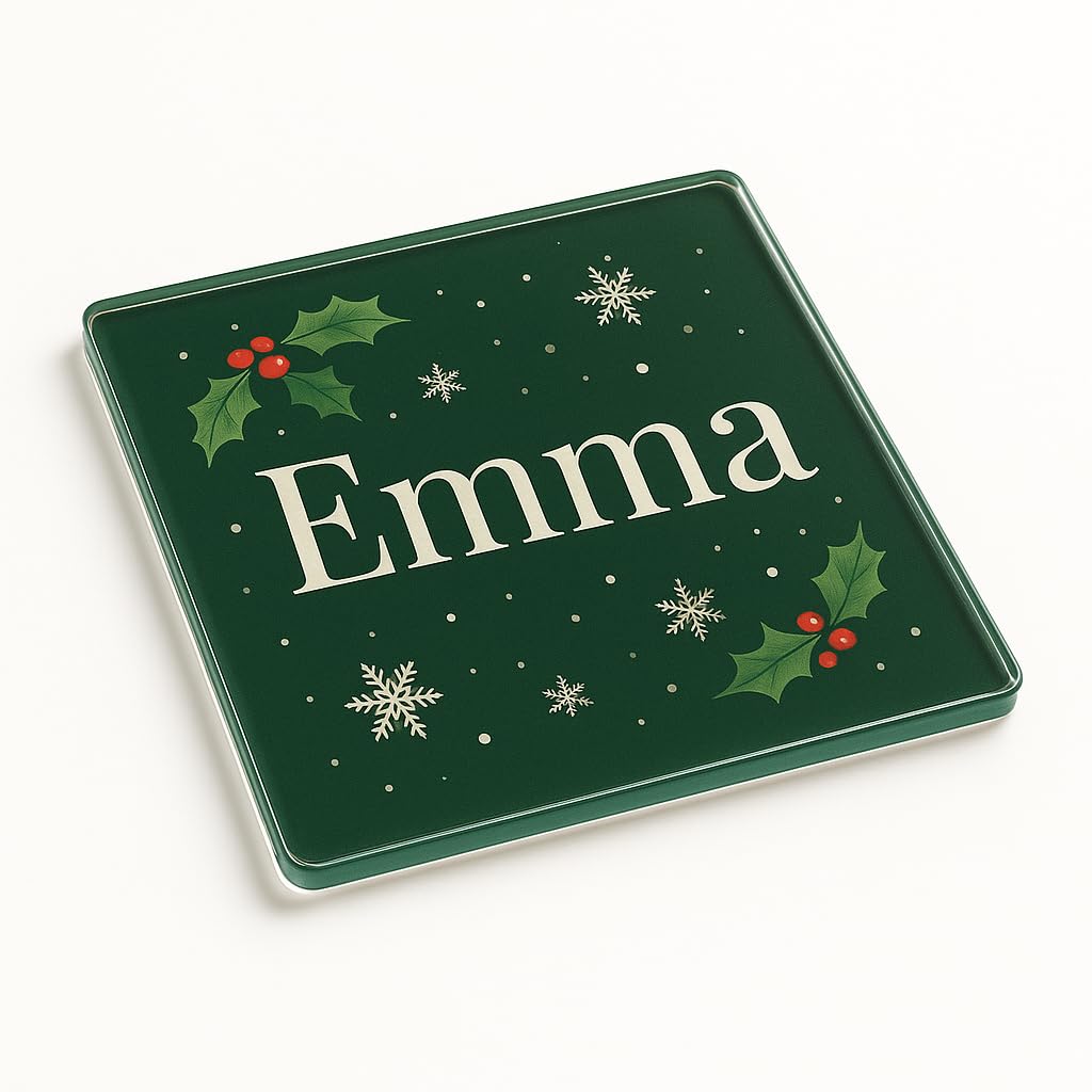 The Plum Penguin Festive Reverie Timeless Christmas Acrylic Coaster Place Setting Gift - Personalised Festive Table Decor With Elegant Design