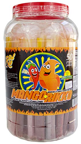 Mango Rikko, Banderilla Sabor Mango Con Chile Martajado: Mango and Red Pepper Flavored Candy (50 Pieces)