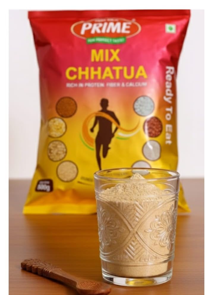 SAI SUNAINA Prime MIX Chatua 1kg | Multigrain Sattu Powder with added nuts and elaichi flavour | Ready to Eat Breakfast Mix | Roasted Multigrain Porridge Powder | Traditional Chatua Powder for Healthy Drinks, Porridge & Recipes | 1000g