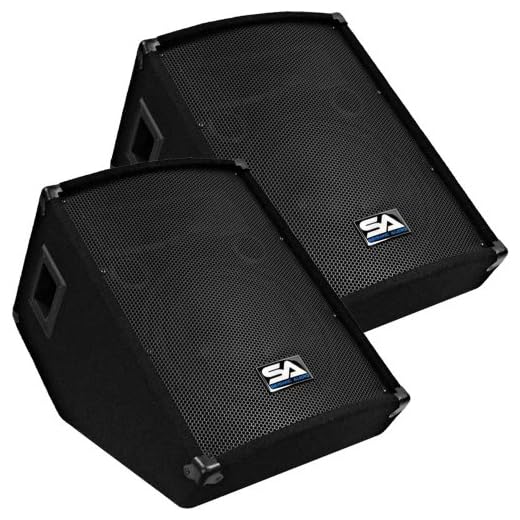 Seismic Audio - Pair of Passive12 Floor Wedge Style Monitors - Studio, Stage, or Floor use - PA/DJ Speakers - Bar, Band, Karaoke, Church, Drummer use