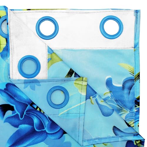 Image of Door Curtains 7 Feet Long Set of 2 | Polyester | Floral Design, Room Darkening Curtains and Drapes | Door Curtains for Living Room | (118 x 215 cm, Blue) | Perfect for Home Decor