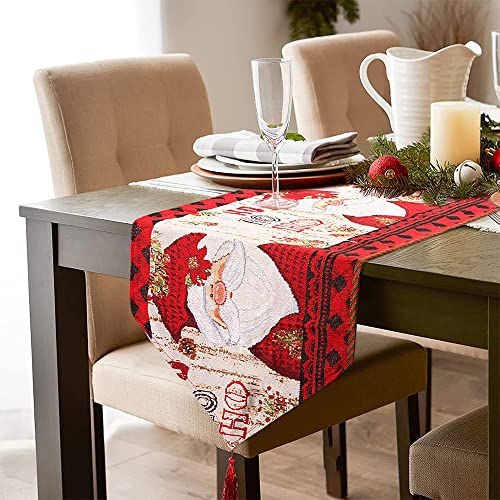 Chemin de Table de Noël, Décoration de Table de Noël, Bonhomme de Neige, Broderie de Noël, 180 x 35 cm, Décoration de Table de Noël Festive pour Fête, Salle à Manger, Fête, Vacances, Décoration Cover