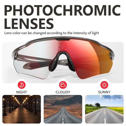 Image of Cycling Glasses, TR90 Unbreakable Frame Polarized Anti-UV400 Sports Sunglasses