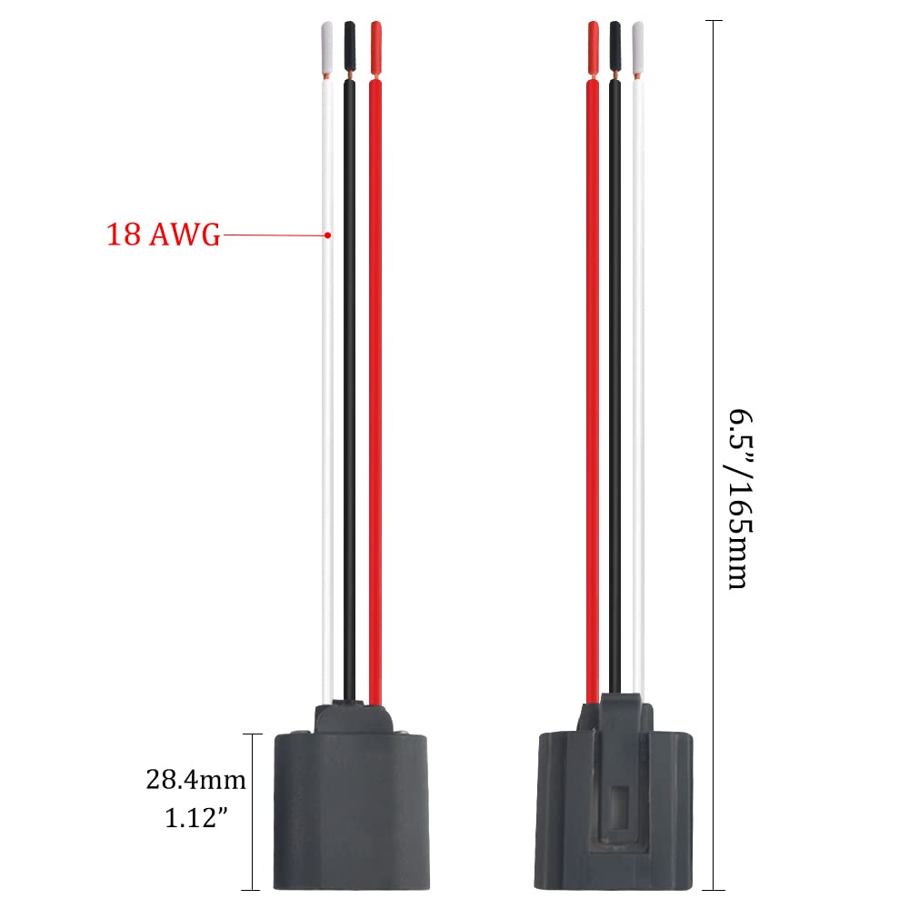 2Pcs H13 9008 Female Socket Adapter Connector Extension Wiring Harness for Headlight Fog Light Retrofit Pigtail Bulb Connector
