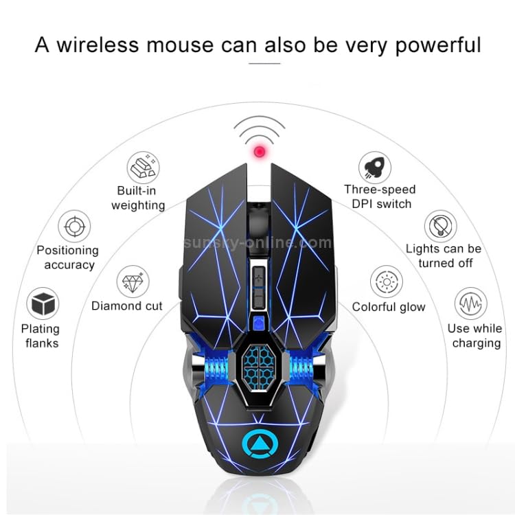 Diagram illustrating features of ELECTROPRIME YINDIAO A7 Wireless Gaming Mouse