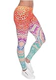 Ayliss Women Leggings Digital Print Yoga Skinny Pants High Waist Gym Elastic Tights,Orange...