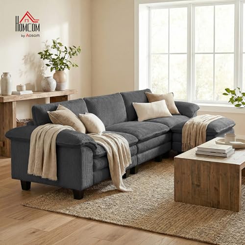 Image of HOMCOM Modular Sectional Sofa Couch 124 inch Oversized Cloud Couch Dark Gray