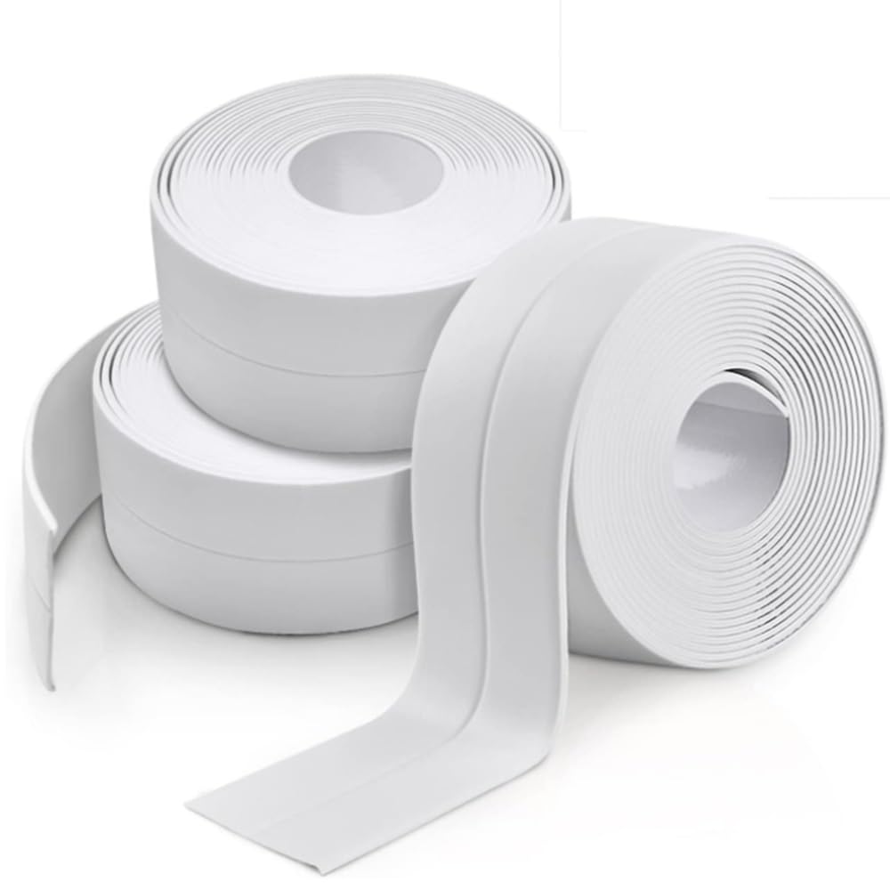 YUEKOPOU Self Adhesive Kitchen Caulking Sealing Tape Waterproof PVC Multicolor 1.5in x 10.5ft(White)