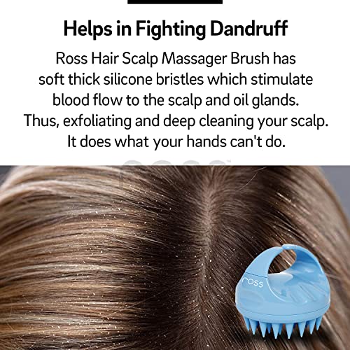 Image of Ross Hair Scalp Manual Massager Shampoo Hair Brush with Soft Silicone Bristles for Anti Dandruff, Exfoliating Care (Blue)