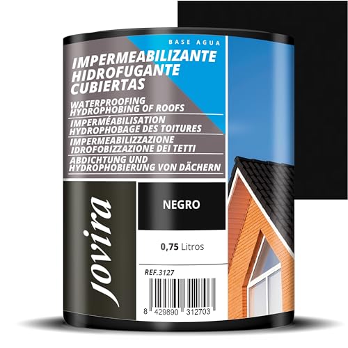 JOVIRA PINTURAS Impermeabilizante Hidrofugante para Cubiertas, Tejas, Mortero, Piedra Natural, etc. (750 Mililitros, Negro) D-32